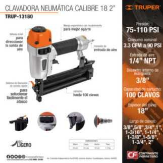 Clavadora neumática calibre 18 TRUPER 13180