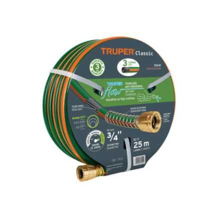 Manguera 3/4' Reforzada 3 Capas Conexiones De Metal 25 M