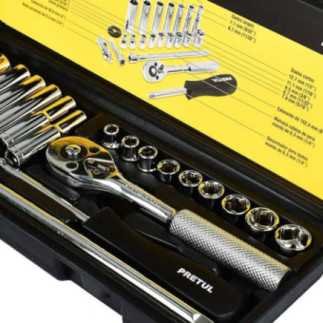 Autocle Cuadro 1/4" 22 Piezas Milimétricos, Pretul 23980