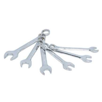 Juego de llaves combinadas cortas pulido espejo en pulgadas 12 puntas 6 piezas Urrea 1201T6