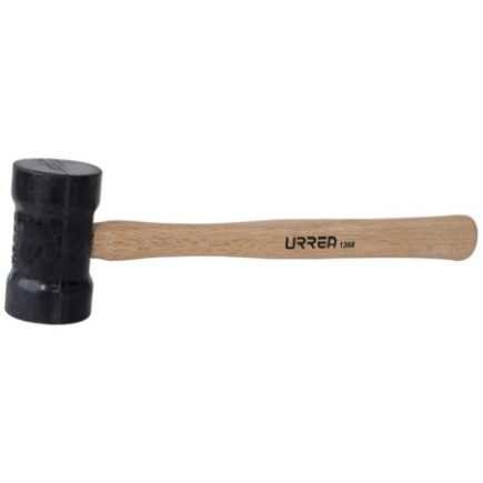 Mazo con cabeza de hule negro con mango de madera de encino de 16" 22 oz Urrea 1368