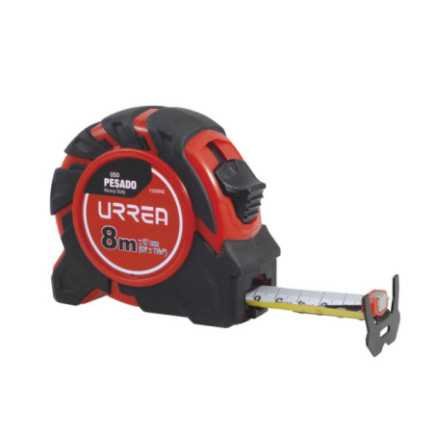 Flexómetro con carcasa de caucho anti-impacto 8 m x 27 mm Urrea 1589HD