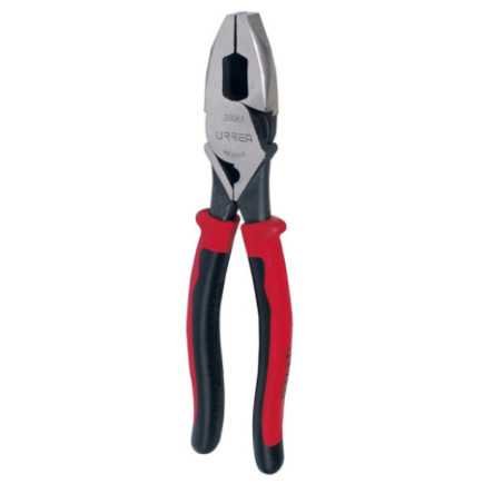 Pinza para electricista con mango bimaterial de 9-3/8" corte lateral con poncha cable alta Urrea 259GHLX