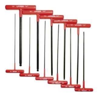 Juego de llaves hexagonales tipo "T" punta de bola en pulgadas 11 piezas Urrea 4967LBGP