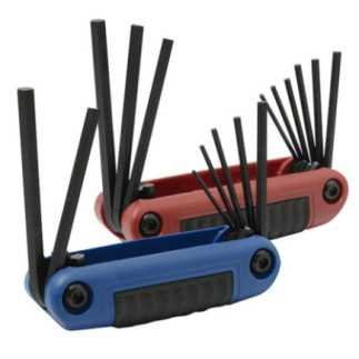 Juego de llaves hexagonales tipo navaja en pulgadas y metricas estuche bimaterial 16 pz Urrea 49816