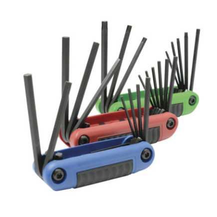 Juego de llaves hexagonales tipo navaja en pulgadas metricas y torx estuche bimat 24 pz Urrea 49824