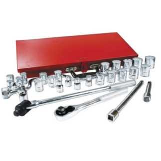 Juego de dados y accesorios cuadro de 1/2" metrico 29 piezas Urrea 5400M