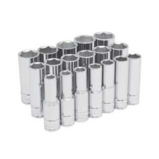 Juego de dados largos cuadro de 1/2" 6 puntas metricos 18 piezas Urrea 54203