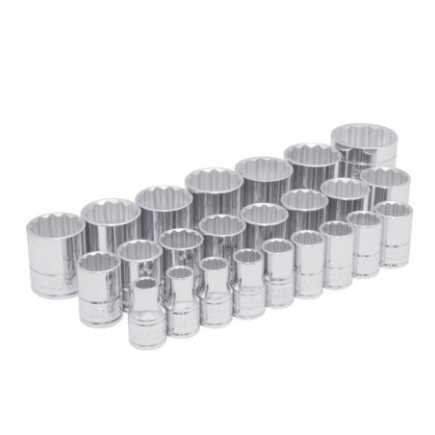 Juego de dados cuadro de 1/2" 12 puntas metricos 24 piezas Urrea 54211