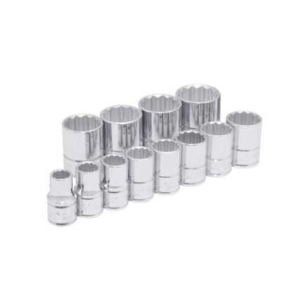 Juego de dados cuadro de 1/2" 12 puntas metricos en riel 12 piezas Urrea 54212