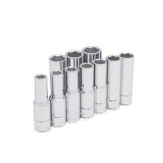 Juego de dados largos cuadro de 1/2" 6 puntas metricos en riel 10 piezas Urrea 54216