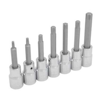 Juego de dados con punta Torx cuadro de 1/2" en riel 7 piezas Urrea 5439C