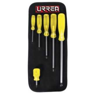 Juego de destornilladores con mango ambar punta Phillips 6 piezas Urrea 9600A