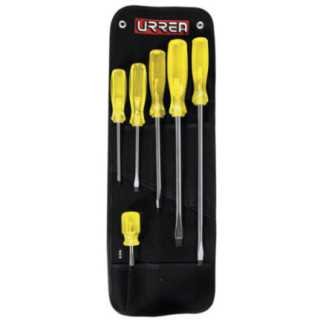 Juego de destornilladores con mango ambar combinados 6 piezas Urrea 9600B