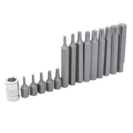 Juego de puntas torx cortas y largas hexágono de 3/8" con adaptador 15 piezas Urrea J230