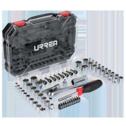 JCD01 Juego de dados y accesorios cuadro de 1/4" y 3/8" combinado 63 piezas Urrea