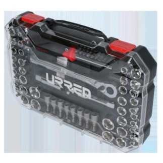 JCD01 Juego de dados y accesorios cuadro de 1/4" y 3/8" combinado 63 piezas Urrea