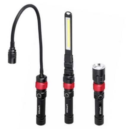 Juego de linternas con cabezas intercambiables de LED recargables 6 piezas Urrea JLI6