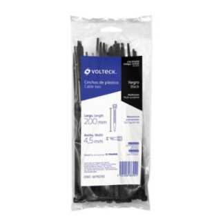 Bolsa con 50 cinchos plásticos 50 lb, 200x4.5 mm, negros