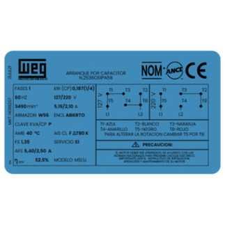 Motor Monofasico 1/4 Hp 2 Polos Uso General Weg 14318207