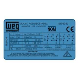 Motor Monofásico 2 HP 4 Polos Brida C Nema 12166030 WEG
