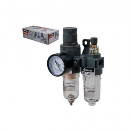 Filtro regulador y lubricador 1/4" de 2 unidades WESTON FRL-205