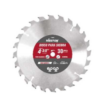 DISCO PARA SIERRA CIRCULAR P/MADERA 4-3/8'' X 7/8'' 30DT BUJE 3/4 WEST-Z25000