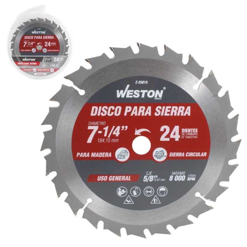 DISCO PARA SIERRA CIRCULAR P/MADERA 7-1/4'' X 5/8'' 24DT WEST-Z25015