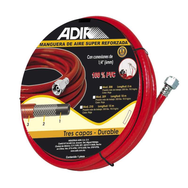 manguera roja 10 m conex. 1/4 300 psi