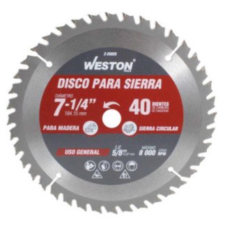 DISCO PARA SIERRA CIRCULAR P/MADERA 7-1/4'' X 5/8'' 40DT WEST-Z25025