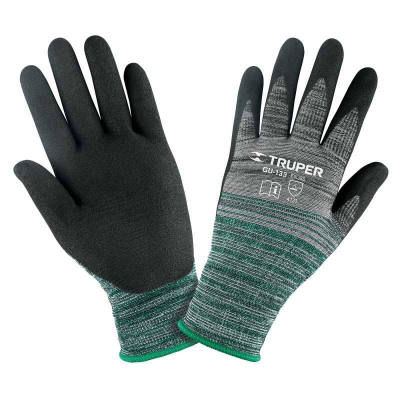 Guantes de nylon recubiertos de nitrilo arenoso, G, Truper 17065