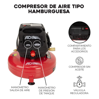 Compresor Libre de Aceite 12 L 1/2 Hp 120 V Adir 241