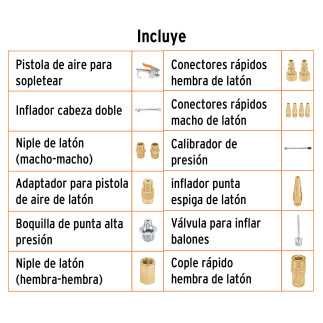 Juego de 17 accesorios neumáticos, cuerda 1/4" NPT, TRUPER 19022