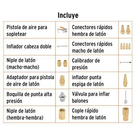 Juego de 17 accesorios neumáticos, cuerda 1/4" NPT, TRUPER 19022