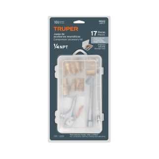 Juego de 17 accesorios neumáticos, cuerda 1/4" NPT, TRUPER 19022