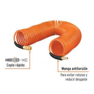 Manguera Tipo Resorte Para Compresor 7.6 M X 1/4 Truper 102522