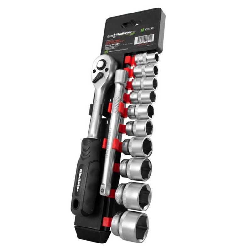 Dados 3/8" métricas 10-24 mm + matraca Set 12 pzs
