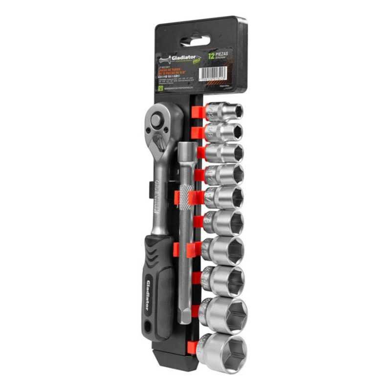 Dados 3/8" pulgadas 11/32"-16/16" + matraca Set 12 pzs