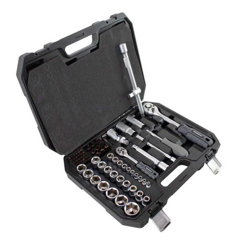 Dados 1/4" y 1/2" pulgadas + matracas Estuche 73 Pzs