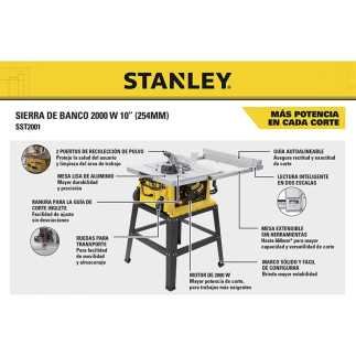 Sierra De Banco 10" 2,000 W 4,800 Rpm + Base STANLEY SST2001-B3