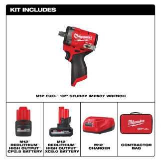 Llave de Impacto Compacta 1/2" 12 V FUEL + 2 baterías + estuche MILWAUKEE 2563-22