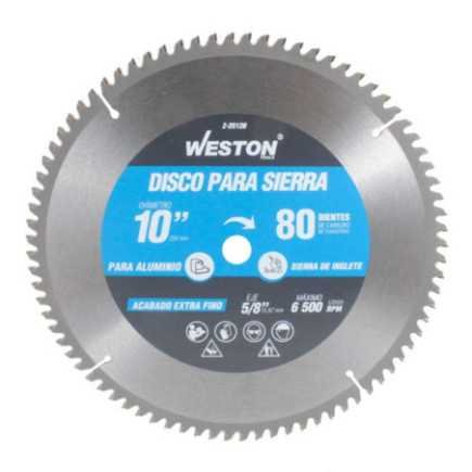 DISCO PARA SIERRA CIRCULAR P/ALUMINIO 10'' X 5/8'' 80DT WEST-Z25120