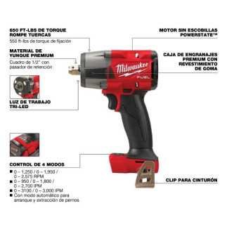 Llave De Impacto Torque Medio 1/2" 18 V Fuel Solo Equipo