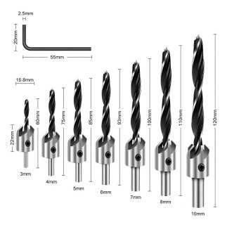 Brocas con avellanador para madera set 7 pzs