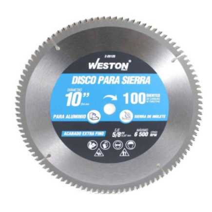 DISCO PARA SIERRA CIRCULAR P/ALUMINIO 10'' X 5/8'' 100DT WEST-Z25125