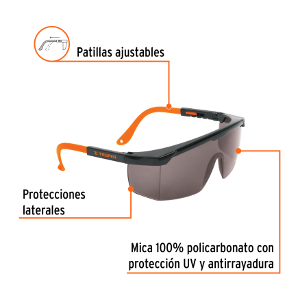 Lentes De Seguridad Ajustables Grises, Truper Classic