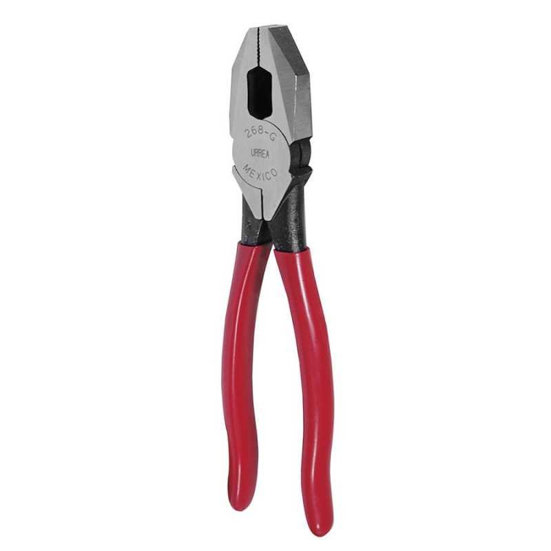 Pinza para electricista con mango rubber grip de 8-17/32" corte lateral Urrea 268G