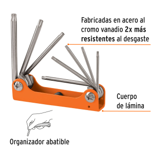 Llaves Torx Tipo Navaja, Cuerpo De Lámina, Truper 8 Pzas