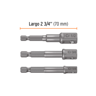 Adaptadores Para Dados, 1/4", 3/8" Y 1/2", 3 Piezas Truper 10752