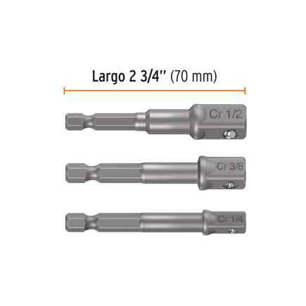 Adaptadores Para Dados, 1/4", 3/8" Y 1/2", 3 Piezas Truper 10752